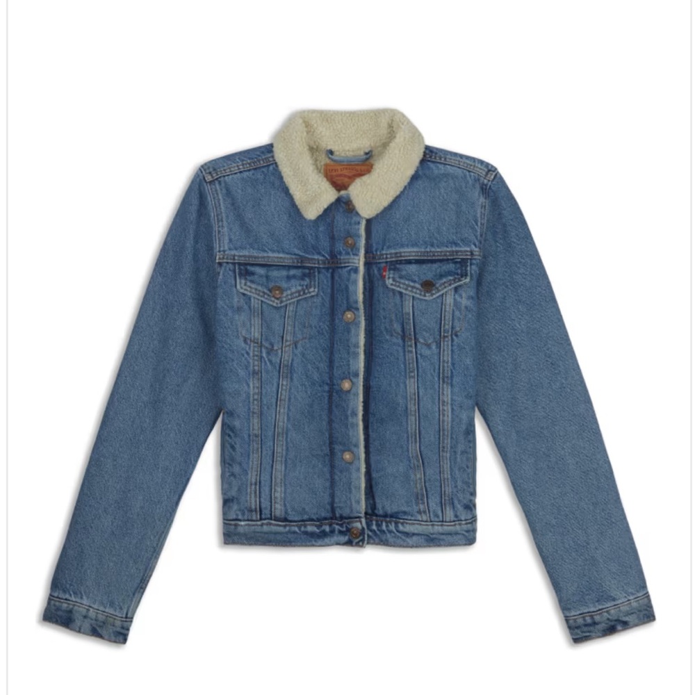Levi's Classic Blue Denim Trucker Jacket with Sherpa Collar